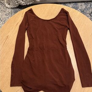Brown Long Sleeve Free People Workout Dress
